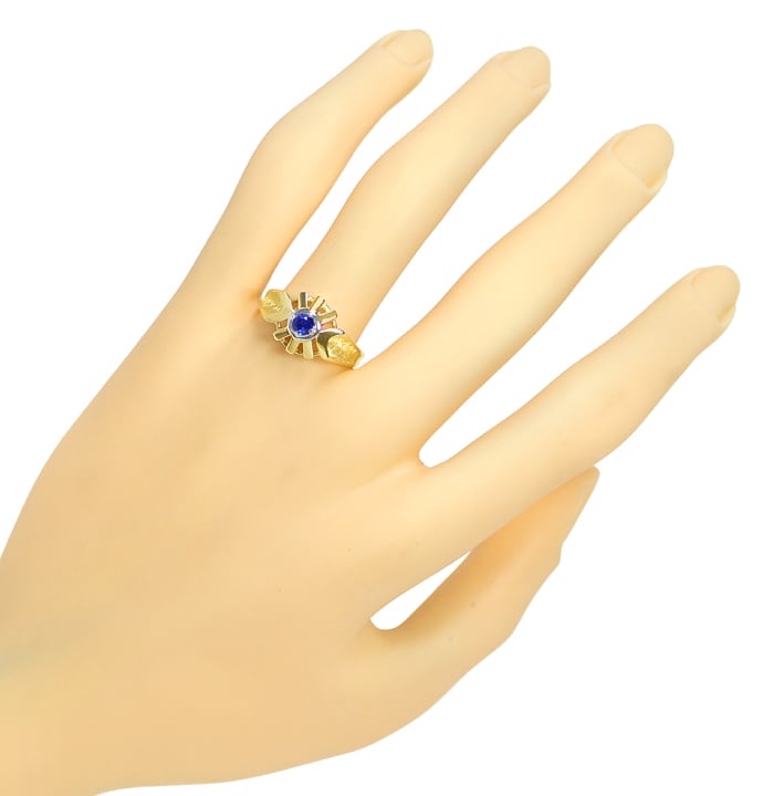 Foto 4 - Blauer Spitzen Saphir in Designer-Ring 14K Bicolor Gold, Q0470
