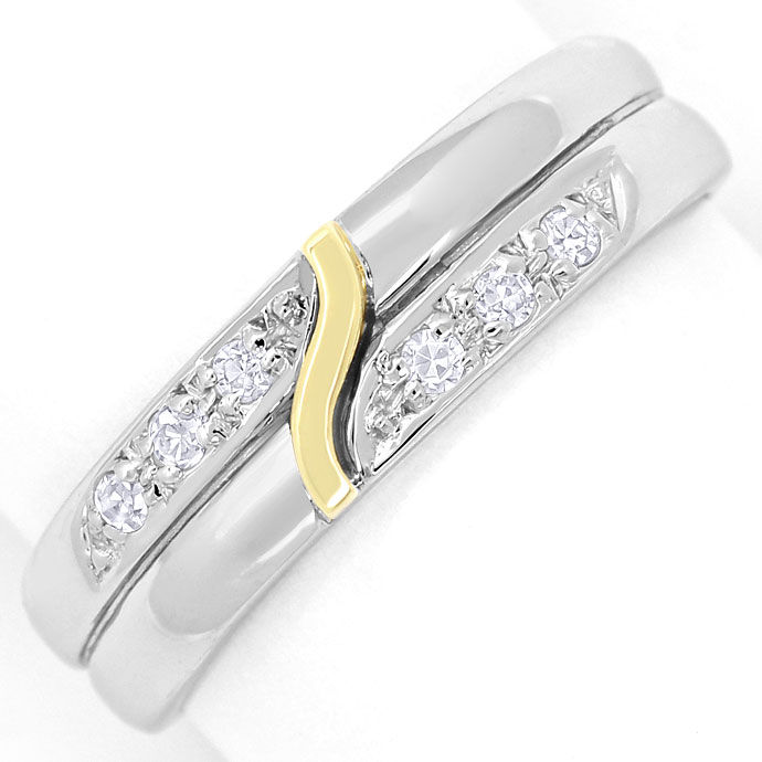 Foto 2 - Weißgold-Ring Gelbgold Verzierung 0,09ct Diamanten 14K, R8539